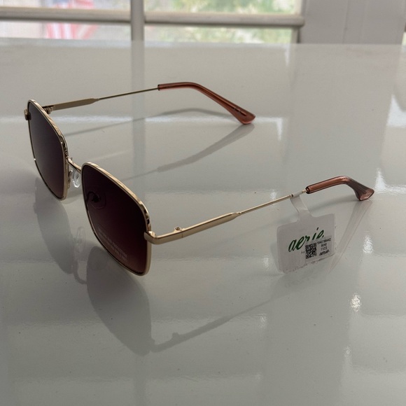 aerie Gold Frame Sunglasses with Brown Lenses - Picture 4 of 13